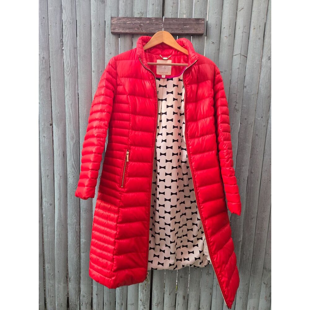 Kate Spade Lollipop Red Down Puffer Coat — Size M (NWT) - Picture 12 of 16